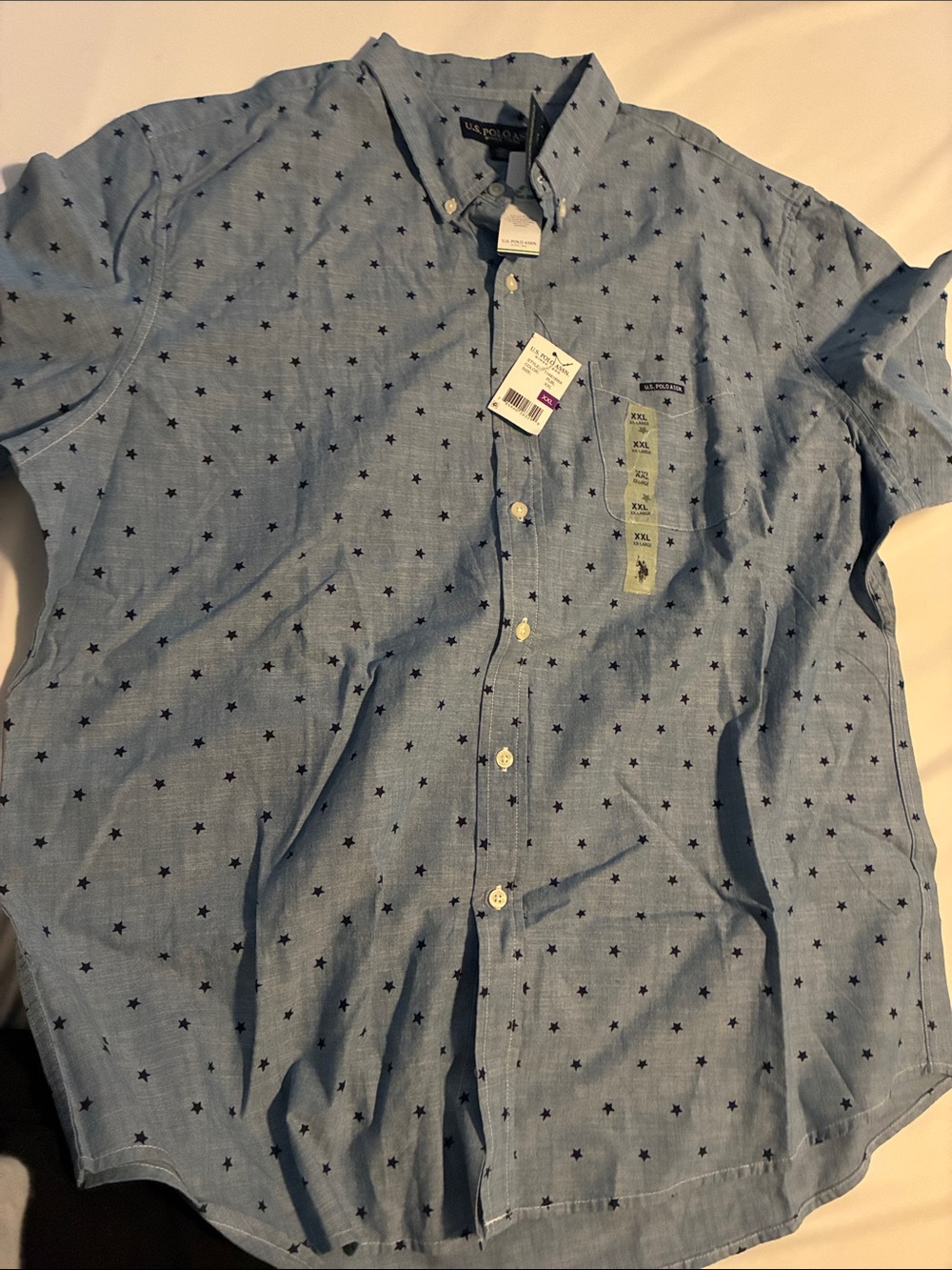 U.S. Polo Assn. Light Blue Star-Print Casual Button-Down Shirt